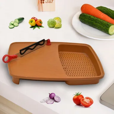 Thick Plastic Kitchen Chopping Cutting Slicing Tray with Holder thumbnail 0