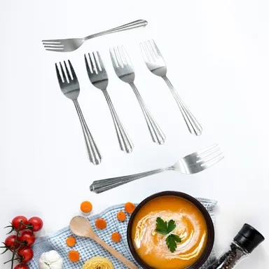 Steel Forks Set of 6 - Fork Set for Home and Kitchen Fork High Quality Premium Fork Set (6 Pc Set ) thumbnail 0