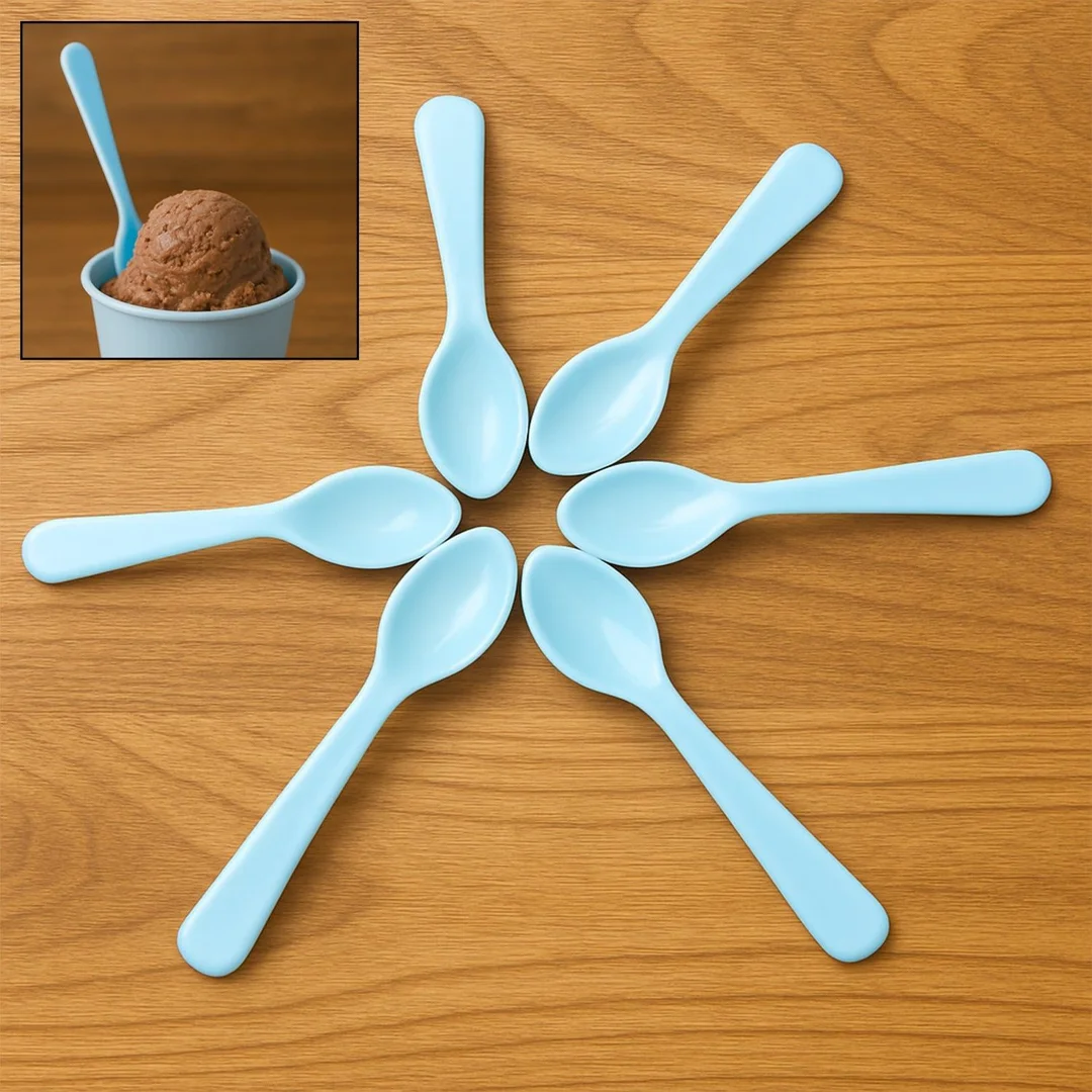 6-Piece Heat-Resistant ABS Plastic Spoon Set | Durable Table Spoons Tea Spoons Coffee Spoons for Kitchen Dining, Food Serving, and Everyday Use image 1