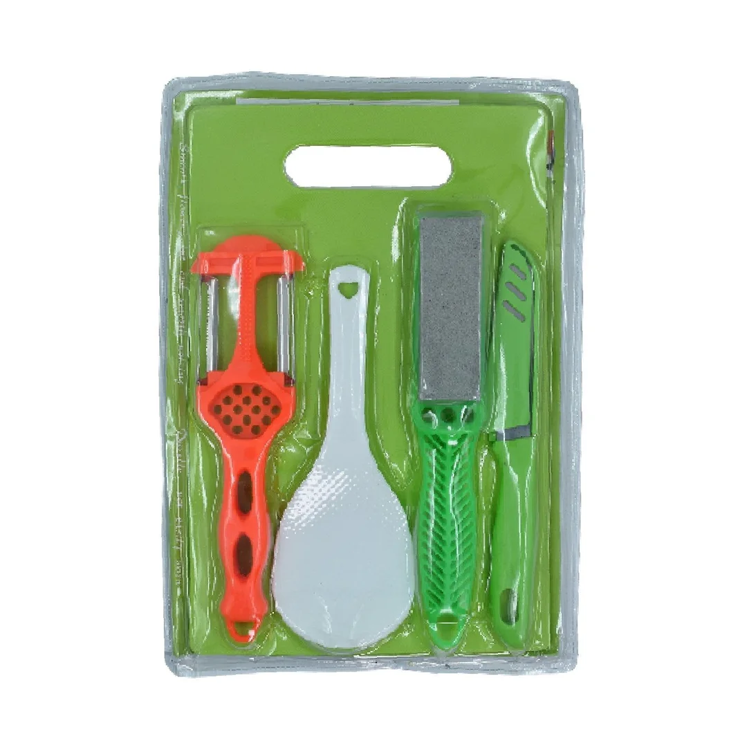 Plastic Chopping Board with Knife Set and Scissor And Wine Stainless Steel And Plastic Kitchen item Multipurpose cutting vegetables image 1