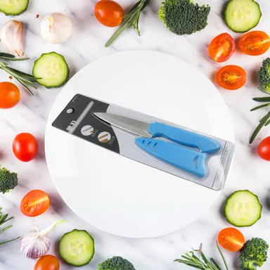 Stainless Steel Fruit Knife, New Sharp and Durable Fruit Knife Small, Comfortable Non-slip Handle, with Protective Cover, Suitable for Most Types of Vegetables and Fruits(1 Pc) thumbnail 0