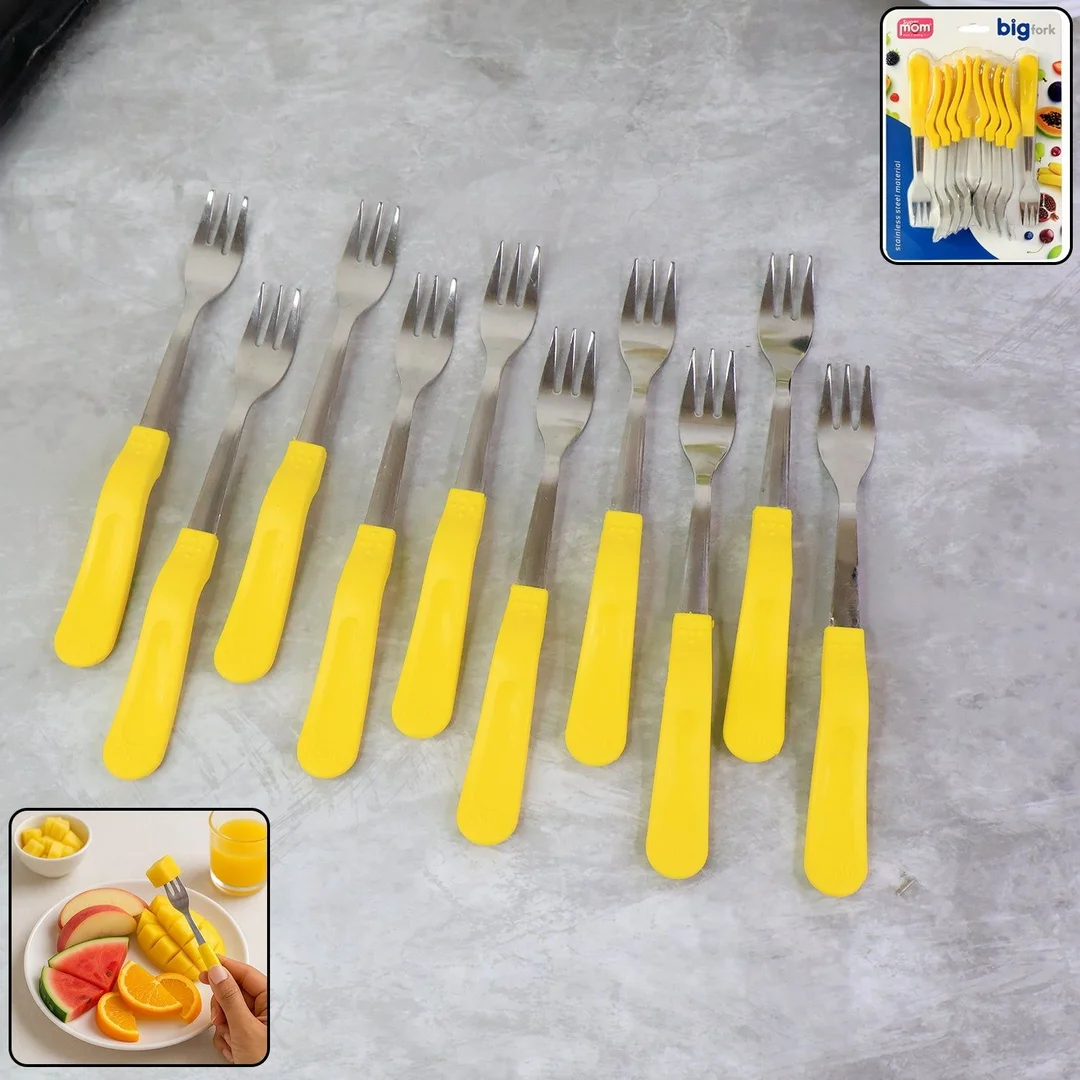 Supermom Premium Stainless Steel Big Fork Set 6 Pieces Heavy Duty Dining Forks for Kitchen Hotel Restaurant Tableware Use image 1
