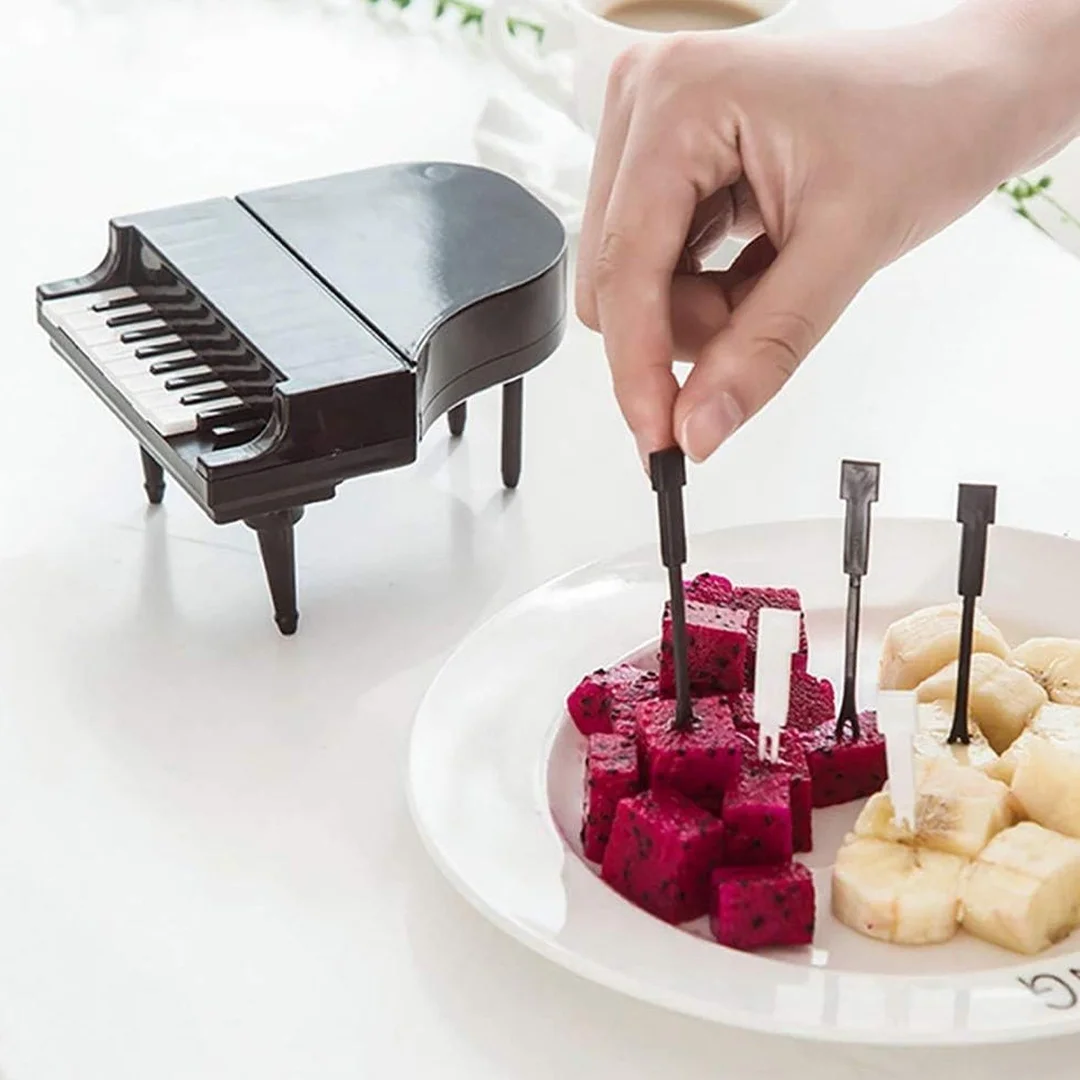 10-Piece Piano-Shaped Fruit Forks Set | Fun & Functional Snack Picks for Kids and Adults image 1