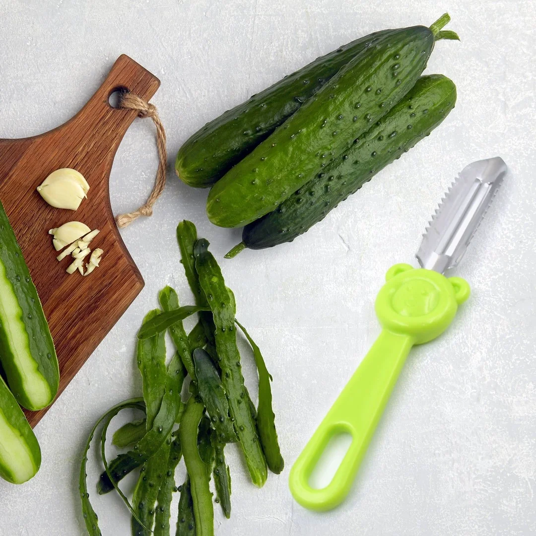 Multi-Purpose Stainless Steel Peeler With Handle For Vegetables 2 in 1 Potato Peeler and Cutter, Stainless Steel Potato Peeler, grated Carrot, grated, Suitable for Peeling and shredding Fruit and Vegetables Kitchen Accessories 1 Pc image 1