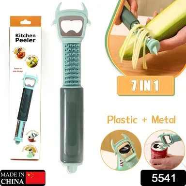 Multifunctional Vegetable Fruit Peelers Slicer Can Opener 7 In 1 Kitchen Peeler For Veggie Fruit Potato Carrot Durable Kitchen Peeling Tool Non-slip Handle Durable For Potato, Fruit, Vegetables, Carrots, Cucumbers thumbnail 1
