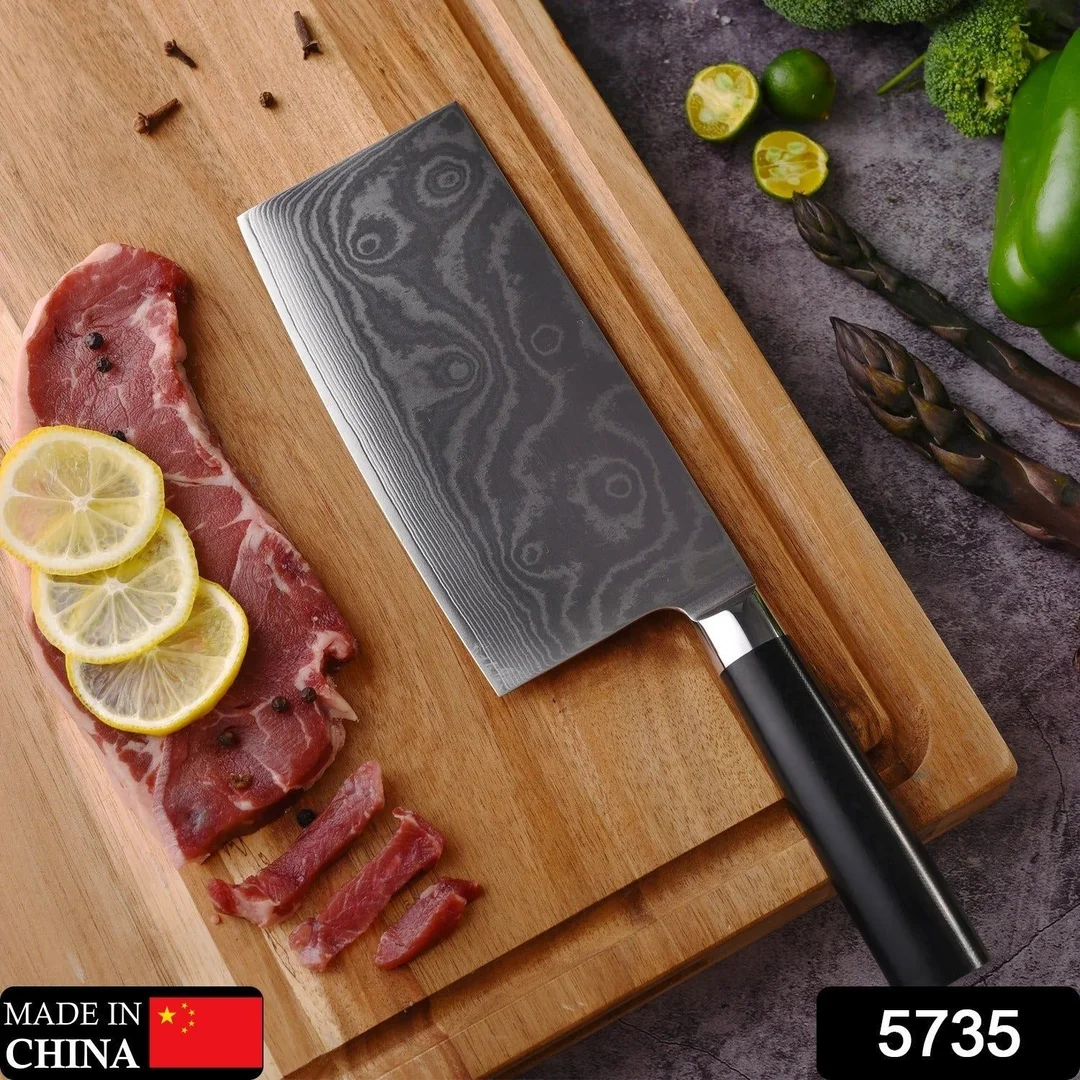 Stainless Steel Chef Damascus Cleaver Vegetable Knife with Plastic Handle & Cover, Multipurpose Use for Kitchen or Restaurant (12 Inch) image 2