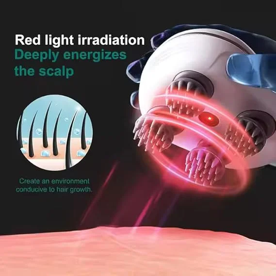 Electric Smart Head Scalp Massager with Red Light Therapy Rechargeable Portable Hair Growth Stimulator Neck Shoulder Full Body Stress Relief Device Multicolor image 3