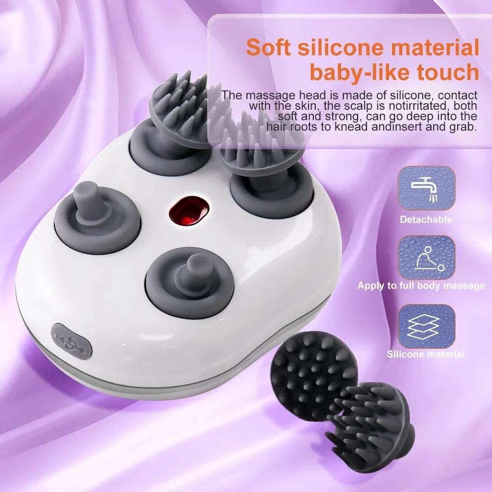 Electric Smart Head Scalp Massager with Red Light Therapy Rechargeable Portable Hair Growth Stimulator Neck Shoulder Full Body Stress Relief Device Multicolor image 4