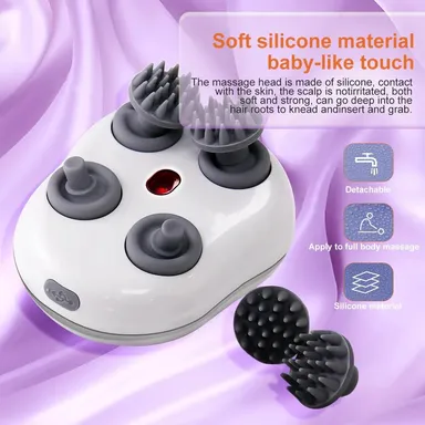 Electric Smart Head Scalp Massager with Red Light Therapy Rechargeable Portable Hair Growth Stimulator Neck Shoulder Full Body Stress Relief Device Multicolor thumbnail 3