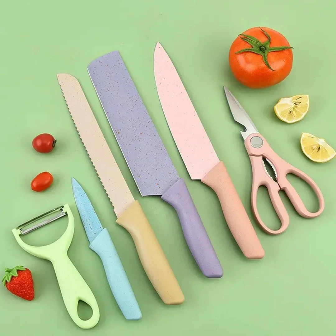 Corrugated 6 Piece Kitchen Knife Set with Storage Box | Professional Forged Stainless Steel Sharp Chef Knives Set for Home Hotel | Restaurant Use image 1