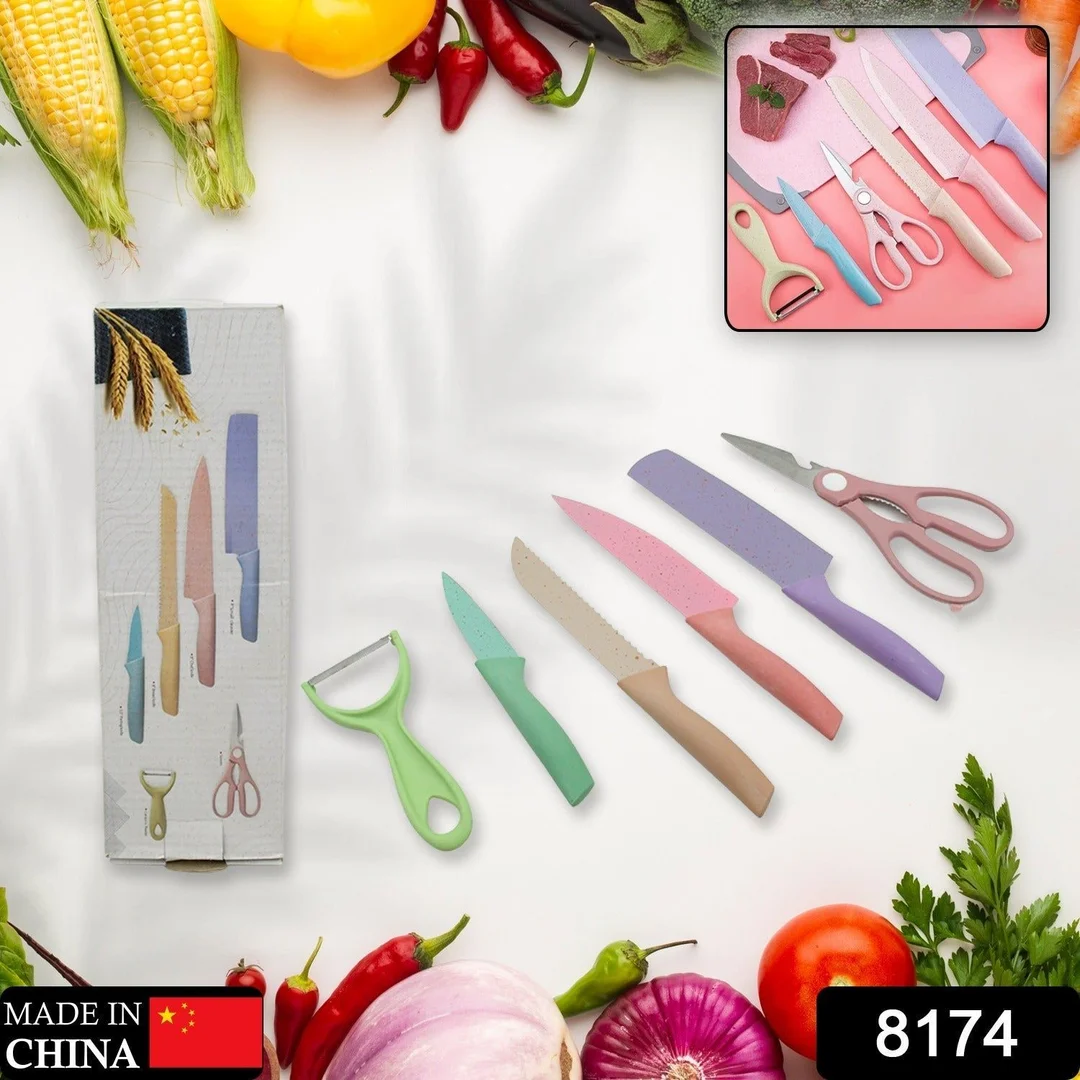 Corrugated 6 Piece Kitchen Knife Set with Storage Box | Professional Forged Stainless Steel Sharp Chef Knives Set for Home Hotel | Restaurant Use image 2