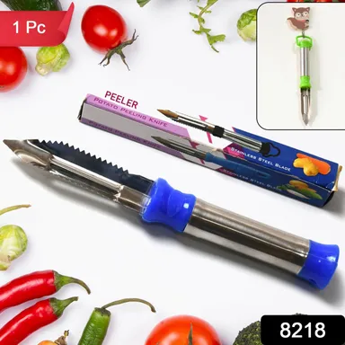 Stainless Steel 2-in-1 Vegetable Peeler - Multifunctional Grater with Hanging Ring (1 pc) thumbnail 1