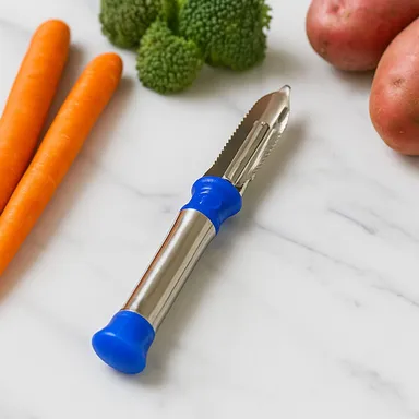 Stainless Steel 2-in-1 Vegetable Peeler - Multifunctional Grater with Hanging Ring (1 pc) thumbnail 0