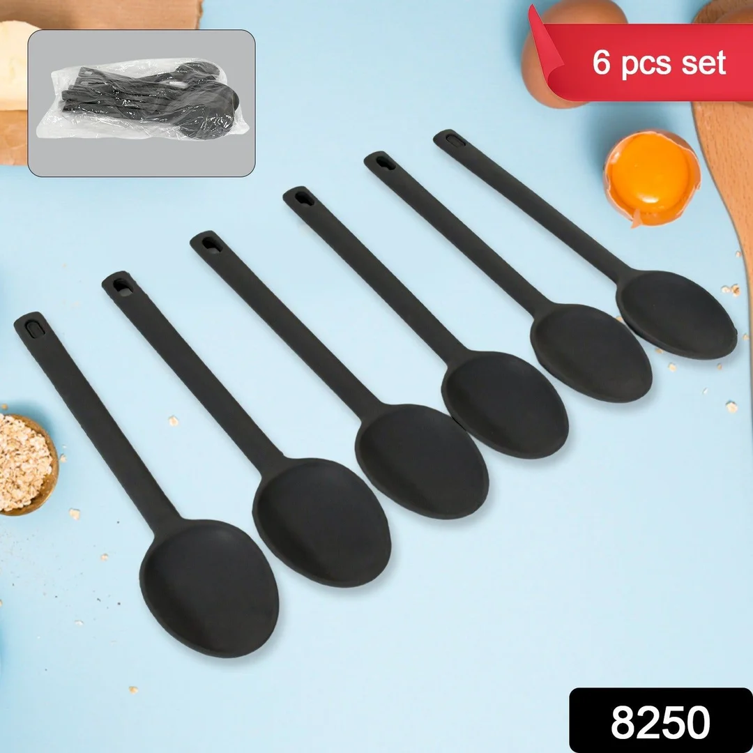 Multipurpose Silicone Spoon, Silicone Basting Spoon Non-Stick Kitchen Utensils Household Heat-Resistant Non Stick Spoons Kitchen Cookware Items For Cooking and Baking (6 Pcs Set) image 2