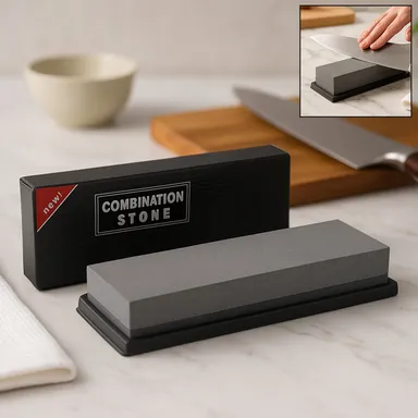 Silicon Carbide German Combination Stone, Dual Sided Stone for Knife and Tools Sharpening with Safety Case thumbnail 0