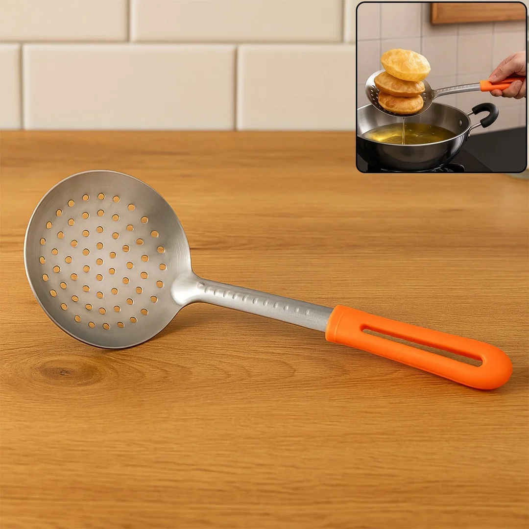 Stainless Steel Colander Spoon 35 Cm Non Slip Thickened Hot Pot Skimmer Slotted Ladle with Long Handle for Kitchen Restaurant Use image 1