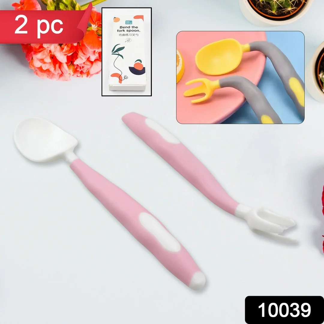 Silicone Bendable Kids Spoon & Fork Set – Toddler Self-Feeding Utensils (2 Pc Set) image 2
