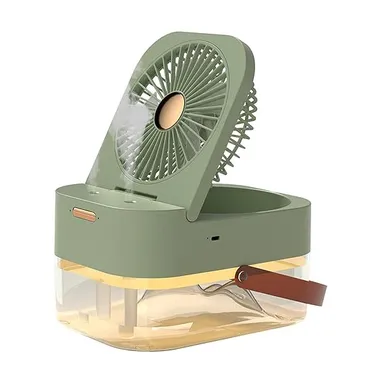 Calandis Portable Desktop Humidifier Fan with LED Night Light Quiet Mist Air Cooler USB Powered Personal Cooling Humidifier for Office Table Camping Home Green 3‑in‑1 Mini Air Cooler & Moisture Fan thumbnail 2