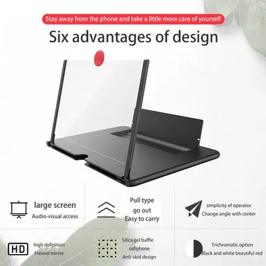 Foldable Mobile Video Screen Magnifier for Eyes Protection, HD 3D Smartphone Display Enlarger Stand, Portable Lightweight Phone Screen Amplifier for Movies Gaming Online Classes India thumbnail 1