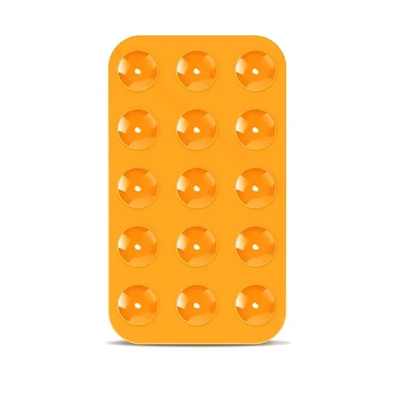 Lasuroa Double Sided Silicone Suction Cup Phone Mount Holder Orange Secure Grip Mobile Stand for Car Mirror Desk Smooth Surfaces Compatible with Note 9 Power Banks image 1