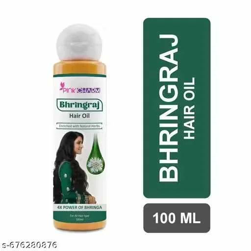 Pink Charm Bhringraj Hair Oil 100ML for Hair Growth Hair Fall Control Dandruff Treatment Scalp Nourishment Root Strengthening Thick Long Strong Hair Ayurvedic Herbal Oil image 1