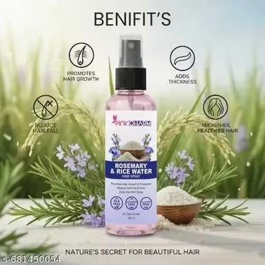 Rosemary & Rice Water Hair Growth Spray 100ML – Herbal Leave-In Scalp Tonic for Hair Fall Control, Dandruff Care, Silky Shiny Hair, Root Strengthening & Frizz Repair Mist thumbnail 2