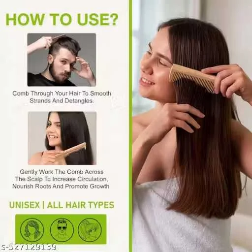 Premium Neem Wood Hair Comb Set 7 Inch Pack of 2 – 100 Percent Natural Anti Dandruff Detangling Comb for Hair Growth, Scalp Massage, Static Free Eco Friendly Grooming for Men Women image 3