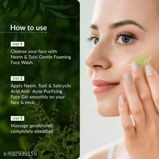 Pink Charm Neem Tulsi Face Gel 100 GM – Herbal Anti Pimple Oil Control Face Moisturiser Gel for Acne Care, Skin Cooling, Hydration & Fresh Glowing Skin for Men Women image 4