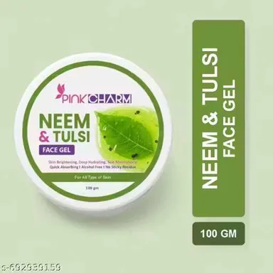 Pink Charm Neem Tulsi Face Gel 100 GM – Herbal Anti Pimple Oil Control Face Moisturiser Gel for Acne Care, Skin Cooling, Hydration & Fresh Glowing Skin for Men Women thumbnail 0
