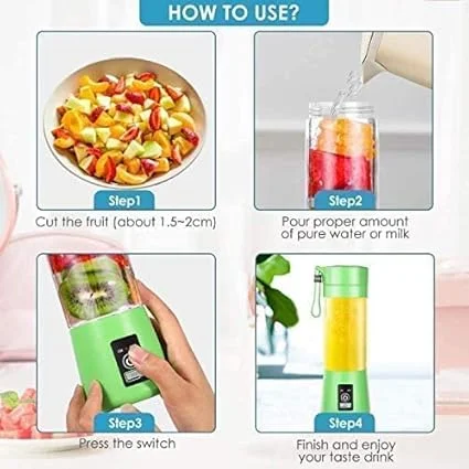 Blue Galaxy Portable Electric USB Rechargeable Juicer Bottle Blender 4 Blade High Speed Smoothie Maker Grinder Mixer 380ml Travel Fitness Fruit Juice Maker for Home Gym Office India image 2