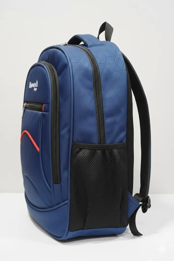 Moments Bags Navy Blue Multi-Compartment Laptop Backpack with Ergonomic Padding and Mesh Side Pockets for Men Women and Students image 1