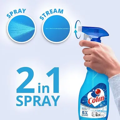 Colin 500ml Glass and Surface Cleaner Spray Pack of 3 Multi Surface Liquid Cleaner for Car Windshield Kitchen Tiles Mirrors Windows India No 1 Glass Cleaning Solution thumbnail 2