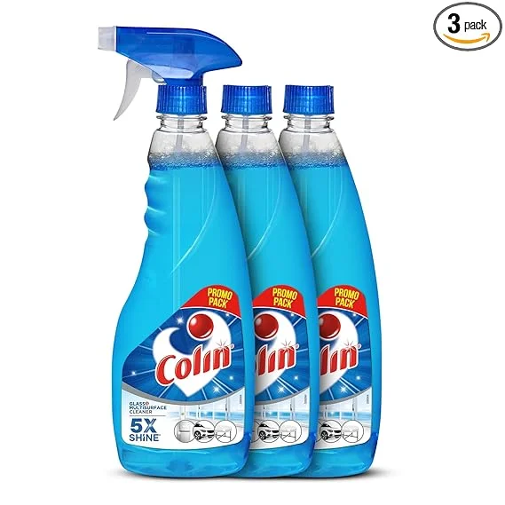 Colin 500ml Glass and Surface Cleaner Spray Pack of 3 Multi Surface Liquid Cleaner for Car Windshield Kitchen Tiles Mirrors Windows India No 1 Glass Cleaning Solution image 1