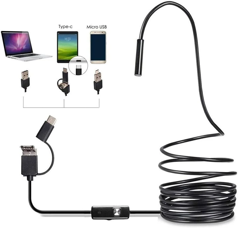 Waterproof USB Endoscope Inspection Camera with LED Lights Flexible Borescope for Mobile Phone Car Engine Pipe Drain Wall and Industrial Inspection image 1