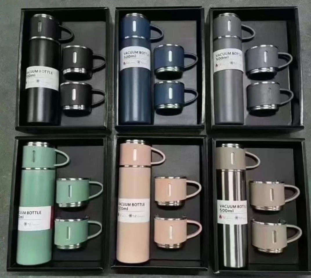 Digital Wave Stainless Steel 500ml Vacuum Insulated Thermo Bottle with Cup for Hot & Cold Drinks Coffee Tea Water Flask Multicolor image 1