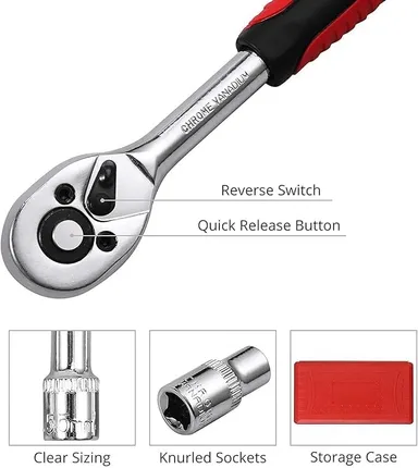 Right Traders ,Tool Kit for Home Use Tools Kit Spanner Set Socket Set Wrench Set Tools Set Hand Tools Bike Tool Kit Set Socket Wrench Set Spanner Set All Size thumbnail 3