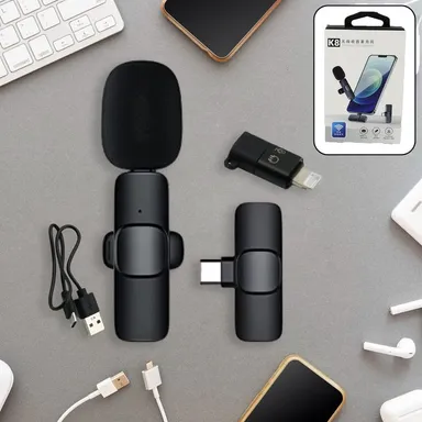 Wireless Clip On Microphone for Live Streaming Android iPhone Type C Lightning, Noise Cancelling Mini Lavalier Mic for YouTube Reels Podcast Vlogging Online Classes India thumbnail 1