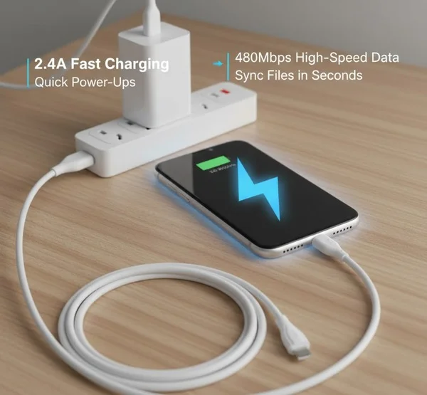 Long Fast Charging Data Transfer Cable USB Type C Micro USB Lightning, High Speed Quick Charge Sync Cable for Android iPhone Laptop Power Bank India image 5