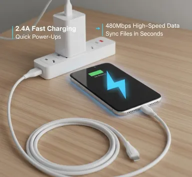 Long Fast Charging Data Transfer Cable USB Type C Micro USB Lightning, High Speed Quick Charge Sync Cable for Android iPhone Laptop Power Bank India thumbnail 4