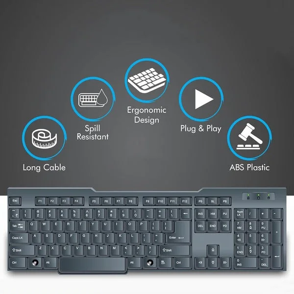 USB Wired Keyboard Full-Size USB Keyboard 104 Keys Plug-and-Play USB Keyboard for Laptop PC Desktop Ergonomic Typing Multimedia Keys Spill-Resistant Durable Office Home Use image 3