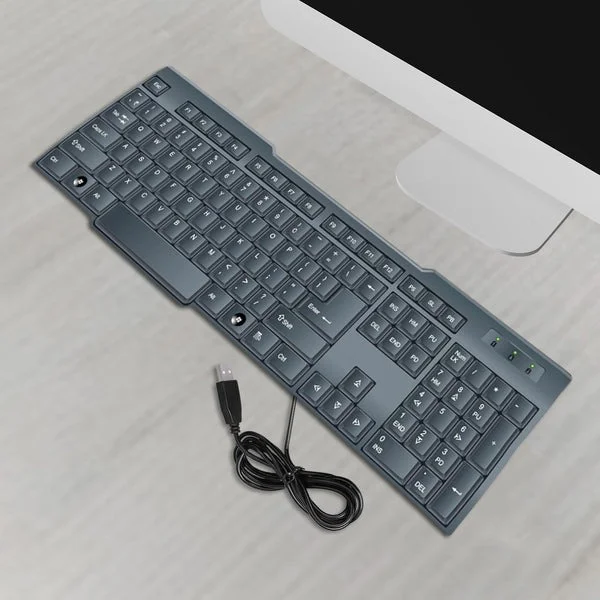 USB Wired Keyboard Full-Size USB Keyboard 104 Keys Plug-and-Play USB Keyboard for Laptop PC Desktop Ergonomic Typing Multimedia Keys Spill-Resistant Durable Office Home Use image 1