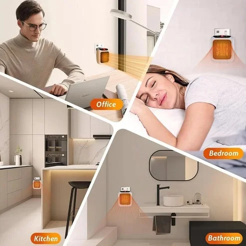 600W Wall Mounted Plug In Room Heater Compact Electric Mini Heater with Fast Heating Technology Direct Socket Personal Winter Heater for Home Office Bedroom with Converter image 4