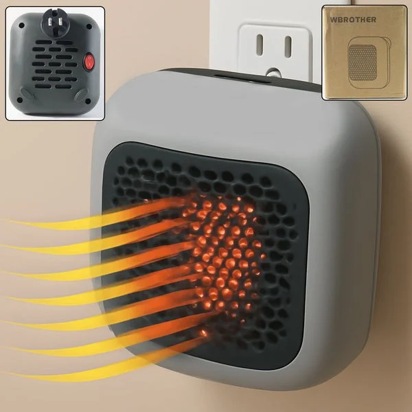 600W Wall Mounted Plug In Room Heater Compact Electric Mini Heater with Fast Heating Technology Direct Socket Personal Winter Heater for Home Office Bedroom with Converter image 1