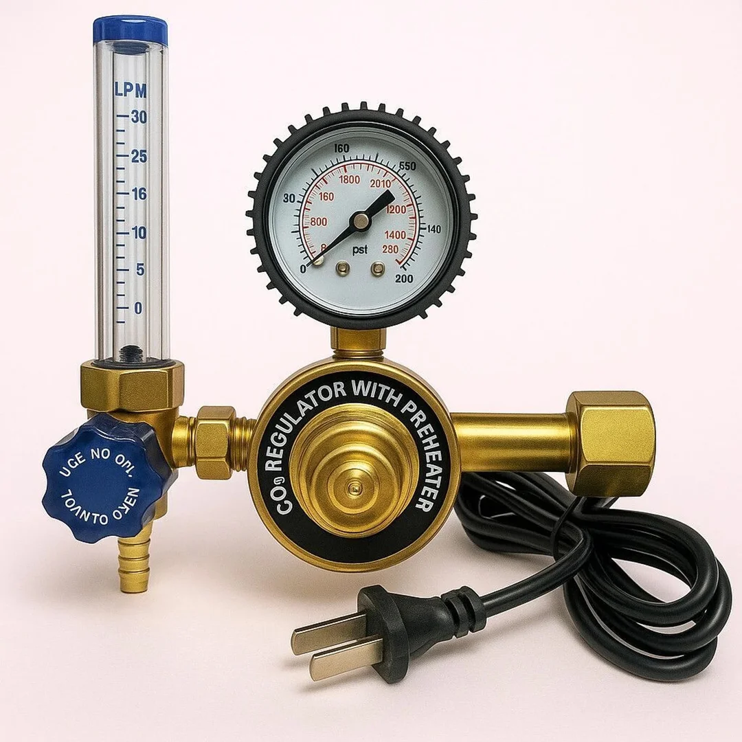 CO2 Regulator with Preheater and Flow Meter 220V Electric Gas Pressure Control Valve for Aquarium CO2 System Brewing Setup and MIG Inverter Welding Machine image 1