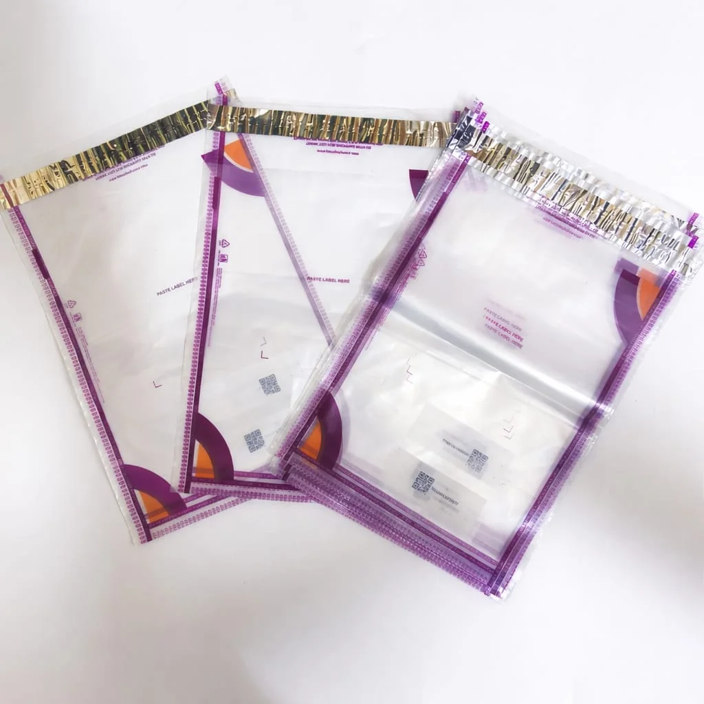 Barcode Printed Poly Courier Bags Pack of 50 Tamper Proof Self Seal Waterproof Plastic Packaging Pouch for Ecommerce Shipping Clothes Documents Online Sellers Resellers image 1
