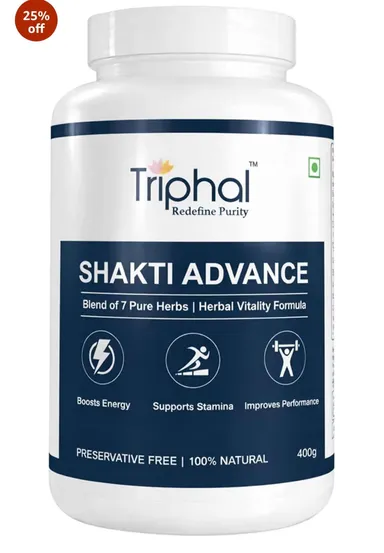 Herbal Male Vitality Powder Triphal Shakti Advance Ayurvedic Strength Stamina Endurance Booster with Ashwagandha Safed Musli Kaunch Beej Vidarikand Shatavari Gokshura – 400g Natural Herbal Blend for Men Fitness Energy thumbnail 0