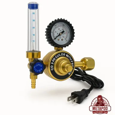 36V CO2 Regulator with Flowmeter and Built-in Preheater Heavy Duty Brass Body for MIG Inverter Welding Machine Industrial Gas Pressure Control Valve thumbnail 2
