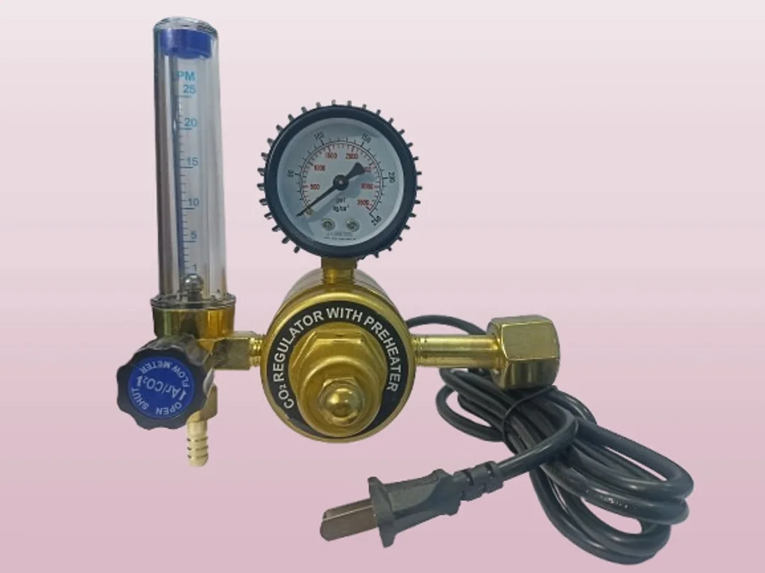 36V CO2 Regulator with Flowmeter and Built-in Preheater Heavy Duty Brass Body for MIG Inverter Welding Machine Industrial Gas Pressure Control Valve image 1