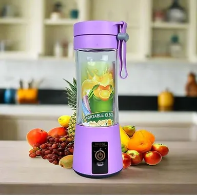 Portable USB Rechargeable Juicer Blender 380ml Pink 6 Stainless Steel Blades Mini Smoothie Maker for Gym Travel Office Baby Food Protein Shakes Electric Mixer Bottle India thumbnail 1