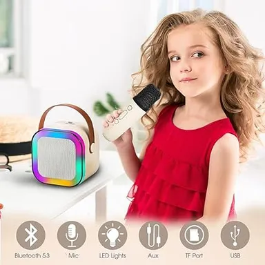 Wembley Rechargeable Wireless Karaoke Microphone with Bluetooth Speaker and LED Lights thumbnail 1
